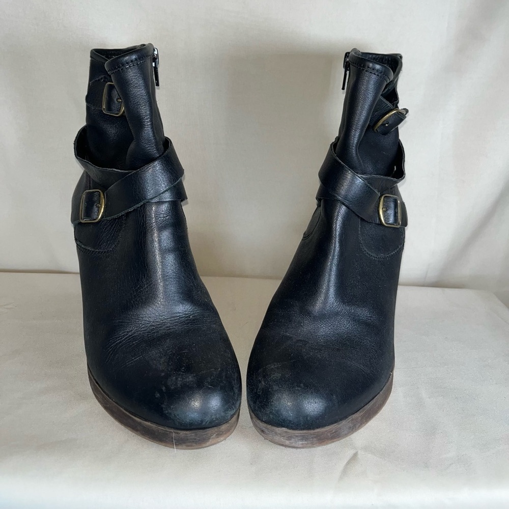 Lucky Brand Black Ankle Boots with Wooden Heel